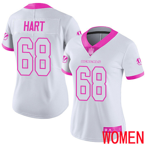 Cincinnati Bengals Limited White Pink Women Bobby Hart Jersey NFL Footballl #68 Rush Fashion->cincinnati bengals->NFL Jersey
